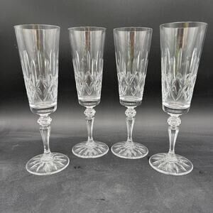 Vintage Baldmore by Galway Champagne Flutes 8 3/8" Cut Crystal Set/4